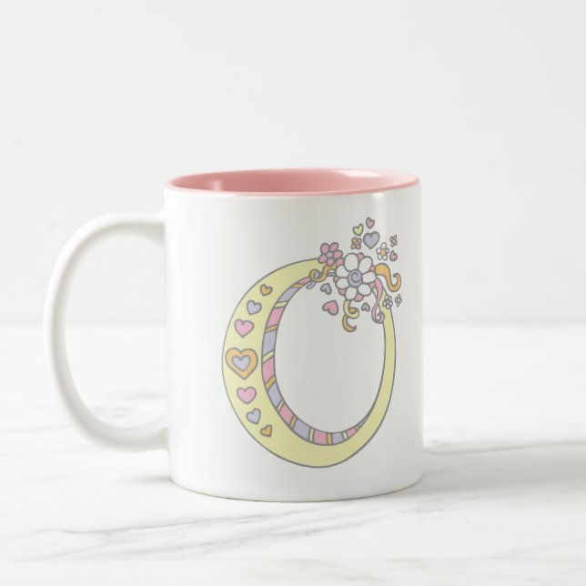 Lettre monogramme O coeurs fleurs art mug (Gauche)