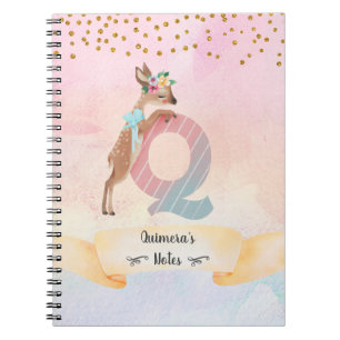 Lettre monogramme Q Baby Deer Girl Journal quotidi