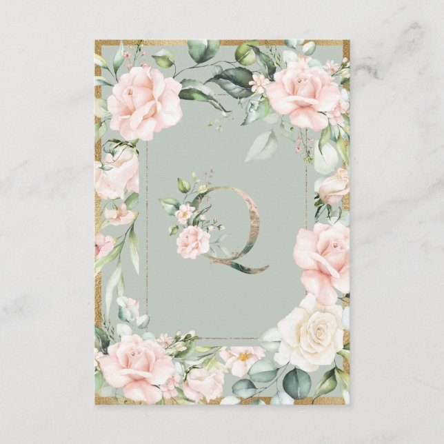Lettre monogramme Q Carte de remerciements Mariage (Devant)