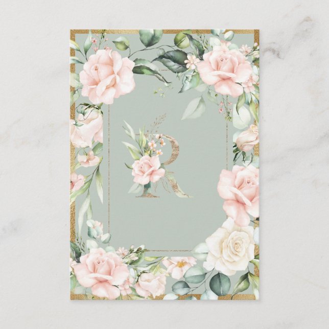 Lettre monogramme R Carte de remerciements Mariage (Devant)