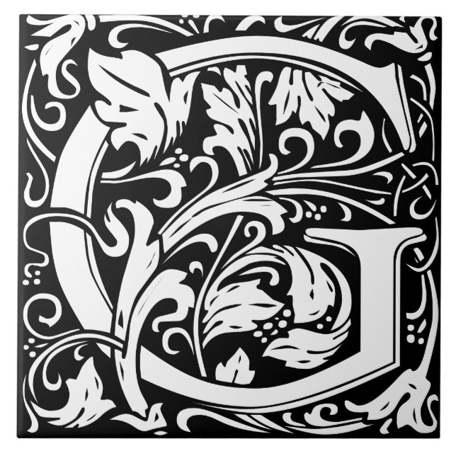 LETTRE MONOGRAPHIQUE ALPHABET Floral carreaux G (Devant)