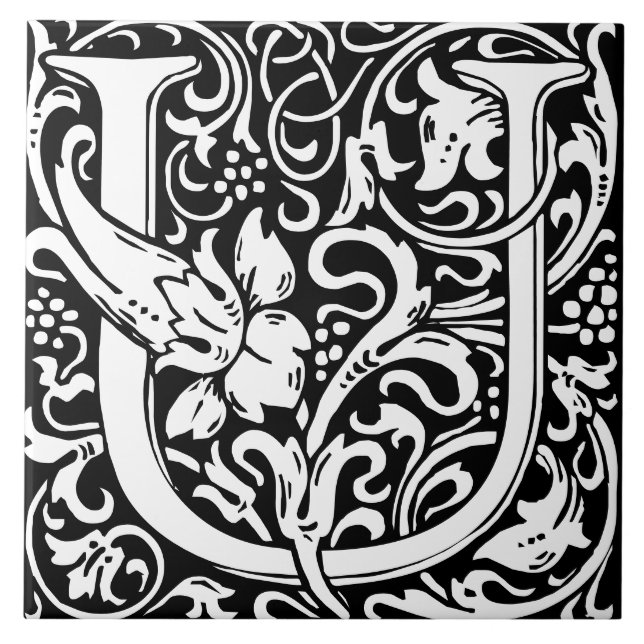 LETTRE MONOGRAPHIQUE Alphabet Floral U Carreau (Devant)