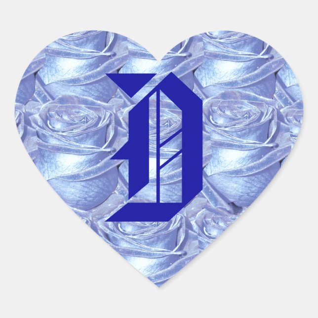LETTRE MONOGRAPHIQUE D Sticker Rose Bleu (Devant)
