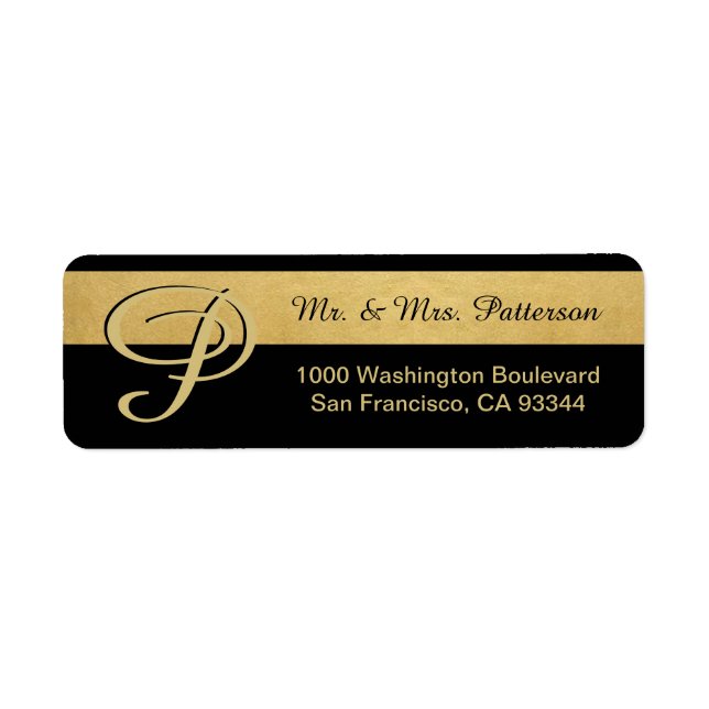 LETTRE MONOGRAPHIQUE D'OR Noir Personnalisé Retour (Devant)