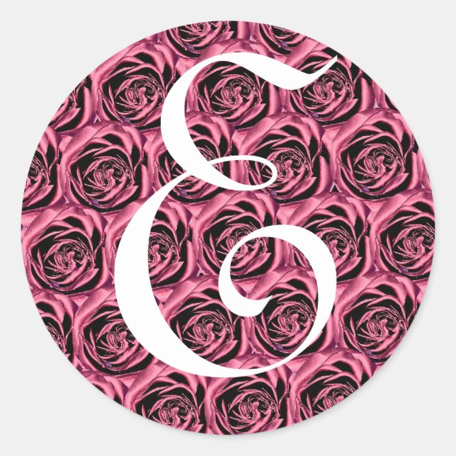 LETTRE MONOGRAPHIQUE E Sticker Roses Rose (Devant)