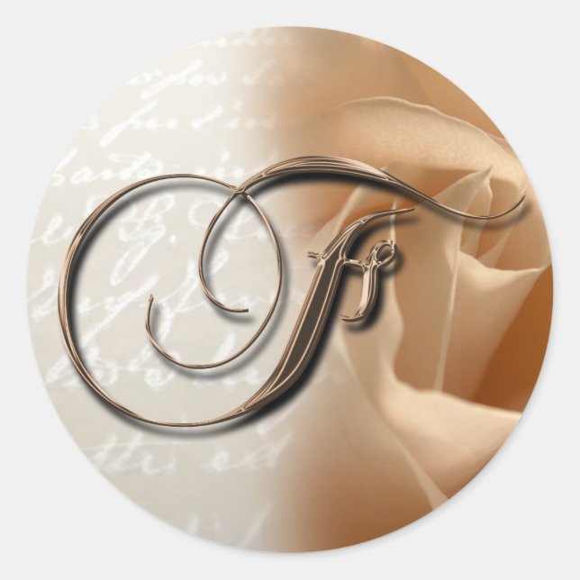 LETTRE MONOGRAPHIQUE F Sticker Mariage Enveloppe (Devant)