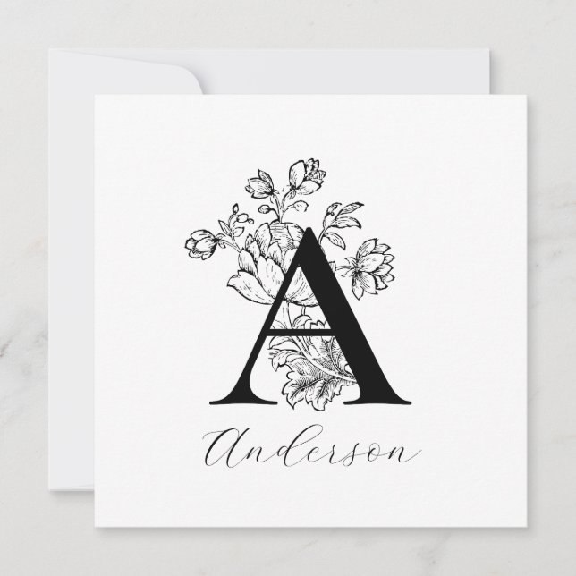 LETTRE MONOGRAPHIQUE Florale A CARTES DE NOTES (Devant)