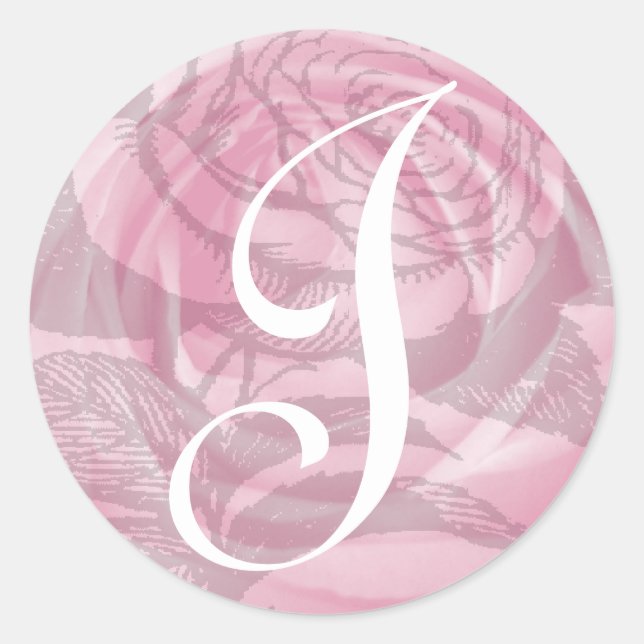 LETTRE MONOGRAPHIQUE J Sticker Roses Rose (Devant)