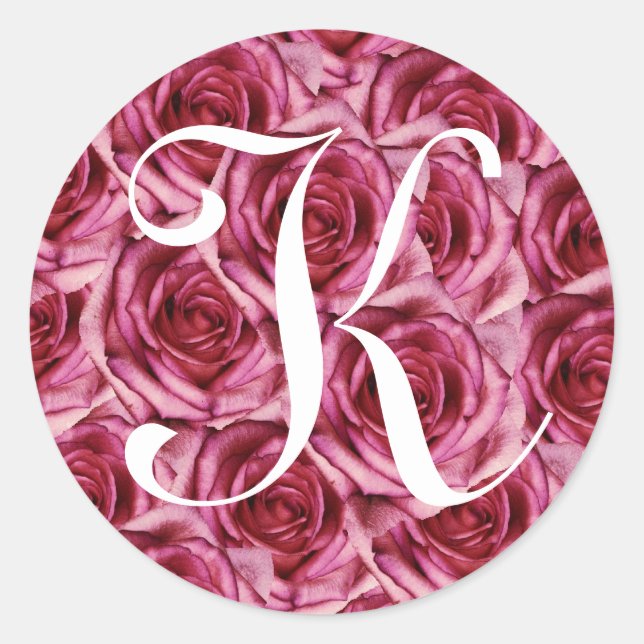 LETTRE MONOGRAPHIQUE K Sticker Roses Rose (Devant)