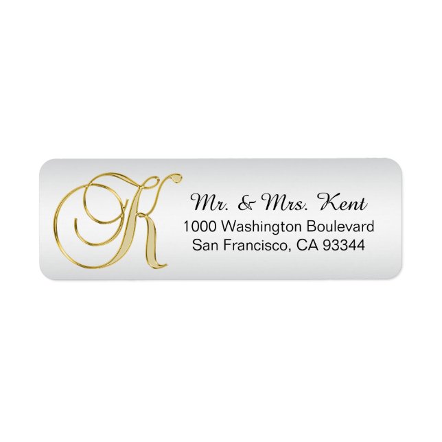 LETTRE MONOGRAPHIQUE OR ARGENT 'K' ENVELOPPE RETOU (Devant)