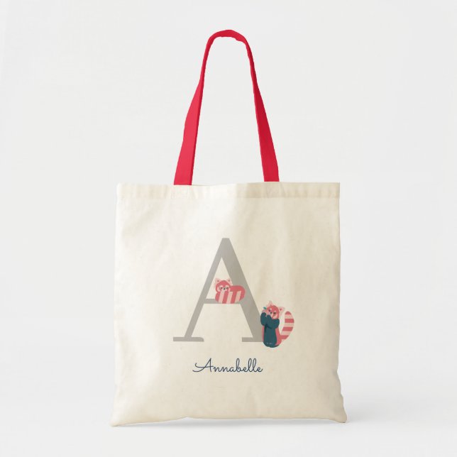LETTRE MONOGRAPHIQUE Panda Rouge "A" Sac fourre-to (Devant)