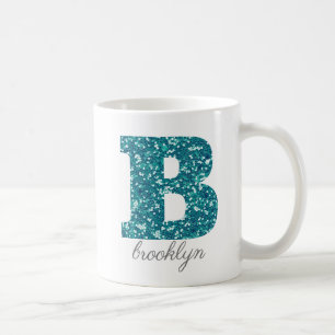 Lettre Motif Aqua Parties scintillant B nom Mug