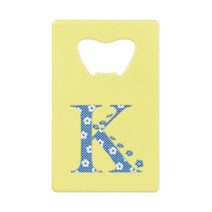 LETTRE Motif Fleur K(bleu)