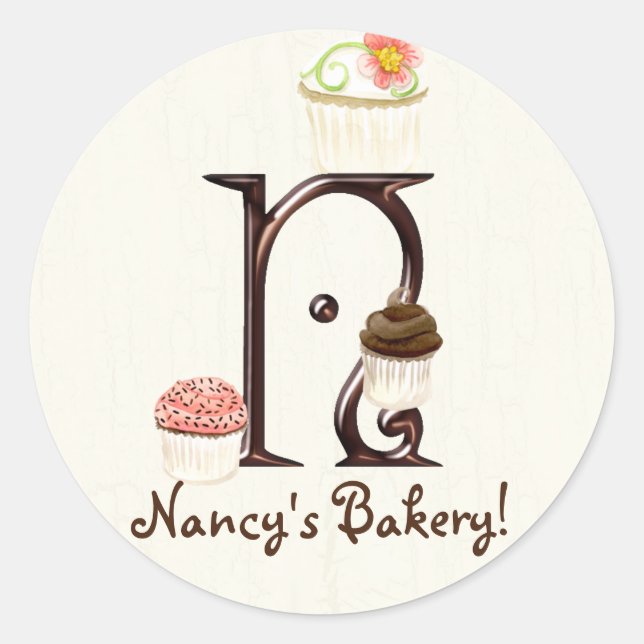 Lettre N Monogram Cupcake Logo Autocollants d'affa (Devant)