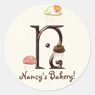 Lettre N Monogram Cupcake Logo Autocollants d'affa