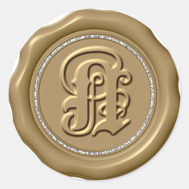 *~* Lettre N Stickers Cercle de diamant cire d'or (Devant)