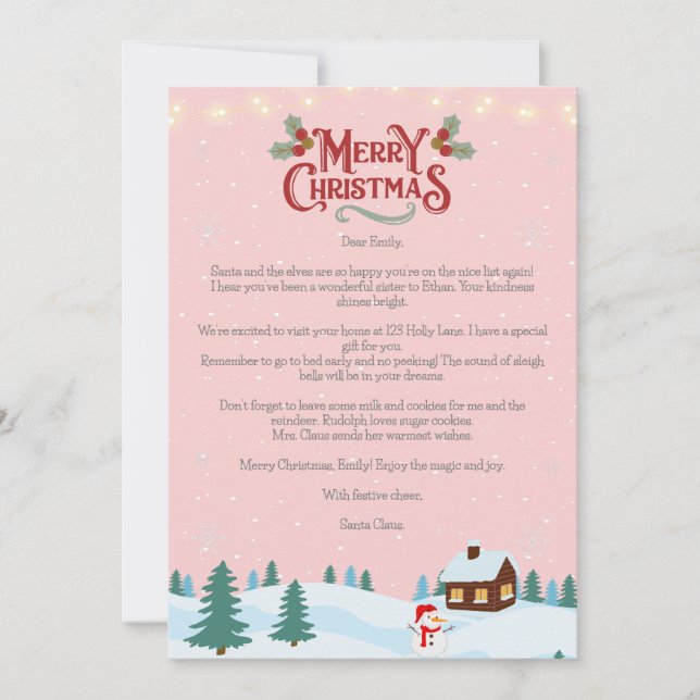 Lettre Noël du Père Noël Carte (Devant)