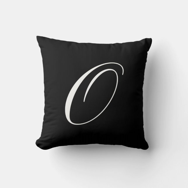 Lettre O Coussin de monogramme noir (Recto)