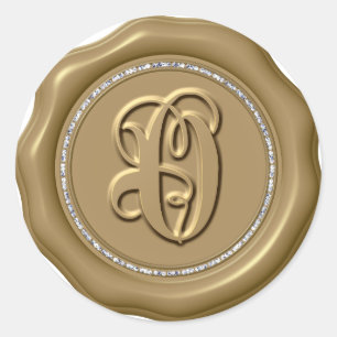 *~* Lettre O Stickers de cire dorée rond de diaman