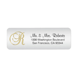 Lettre or or argent élégant Monogramme R Retour