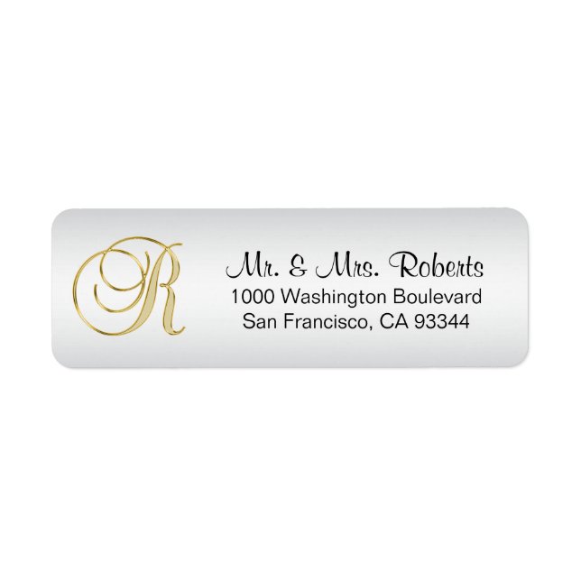 Lettre or or argent élégant Monogramme R Retour (Devant)