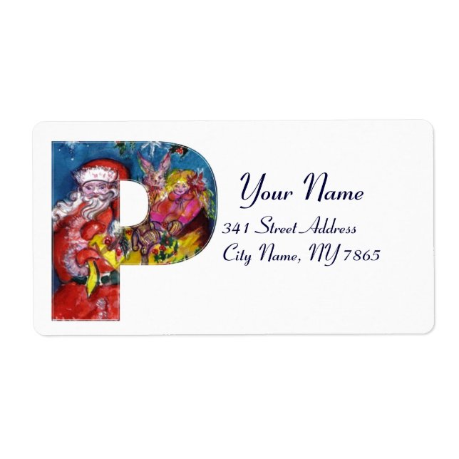 LETTRE P DE NOËL / PÈRE NOËL AVEC CADEAUX MONOGRAM (Devant)