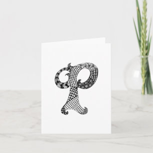 Lettre P Monogramme en noir et blanc