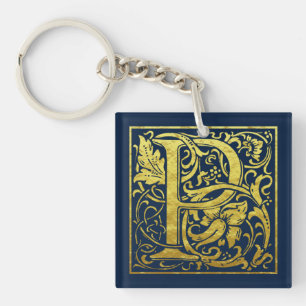 Lettre P Première lettre Faux Gold sur Midnight Bl