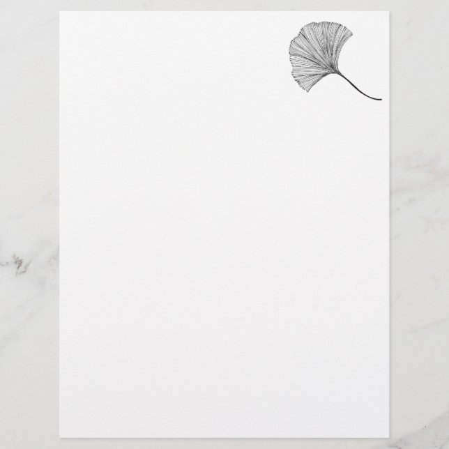 Lettre Papier à en-tête art linéaire feuille de Ginkgo (Devant)