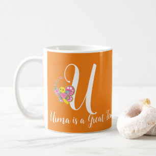 Lettre papillon U Mug florale