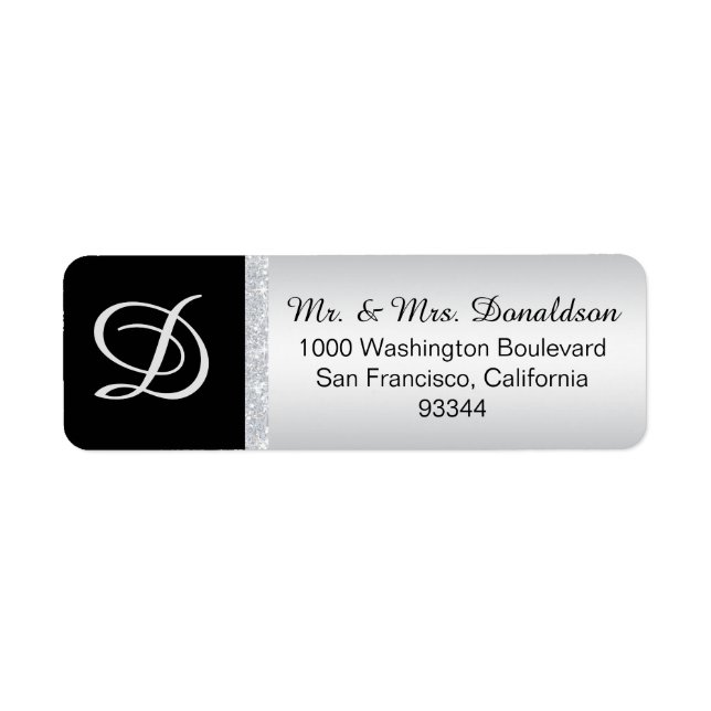 LETTRE Parties scintillant D'ARGENT NOIR MONogramm (Devant)