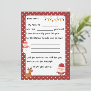 Lettre père Noël pour les enfants Modèle de rempli