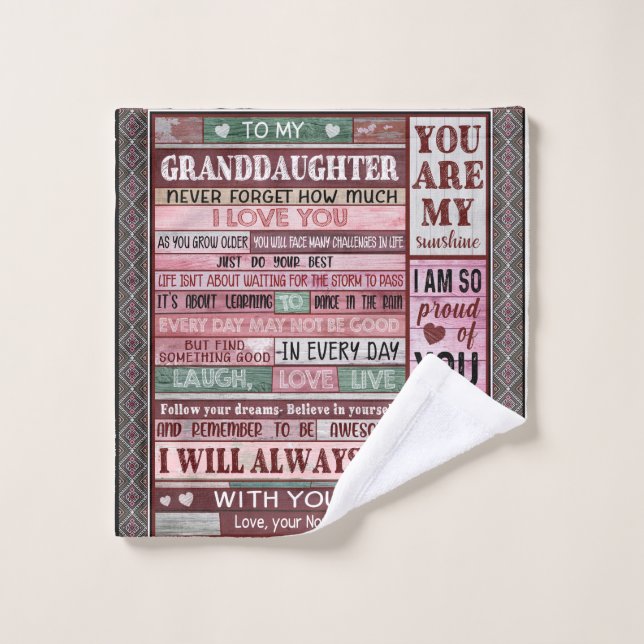 Lettre personnalisée à ma petite-fille (Gant de toilette)