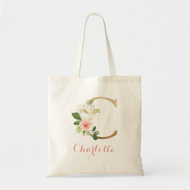 Lettre personnalisée "C" Sac fourre-tout Floral Go (Devant)