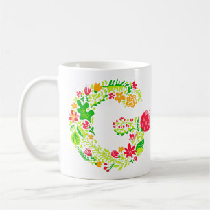 Lettre personnalisée G en Fleurs Café Mug