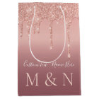 Lettre personnalisée rose or Votre nom Mariage Sac