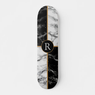 Lettre personnalisée Skateboard Cadeau Marbre noir