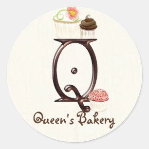 Lettre Q Monogram Cupcake Logo Stickers Entreprise