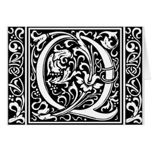 Lettre Q Monogramme médiéval Art Nouveau