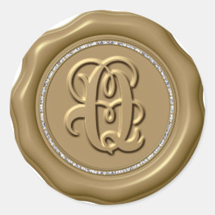 *~* Lettre Q Stickers Cercle de diamant cire d'or