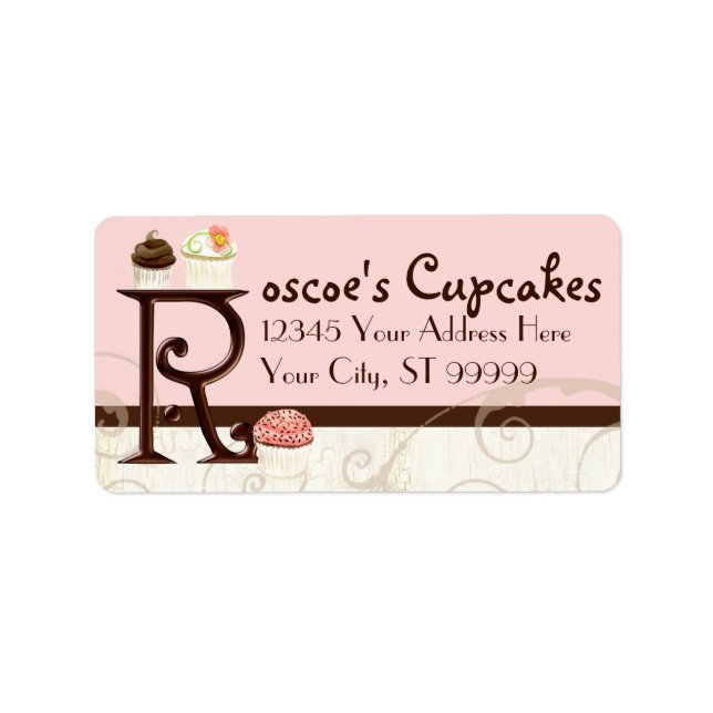Lettre R Monogram Dessert Boulangerie Étiquettes d (Devant)