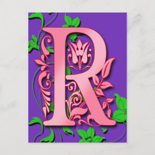Lettre R Monogramme initial sur les cartes violett
