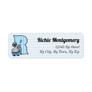 LETTRE R MONOGRAPHIQUE ROBINE Kid's Blue Raccoon
