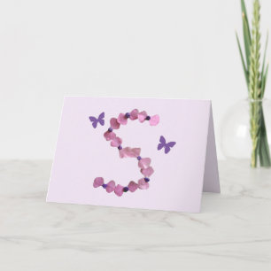 Lettre rose Merci S papillon floral