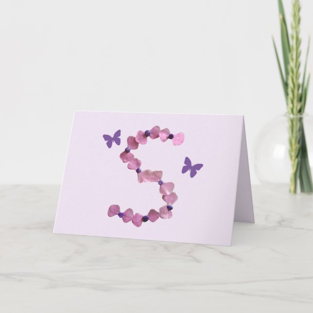 Lettre rose Merci S papillon floral (Devant)