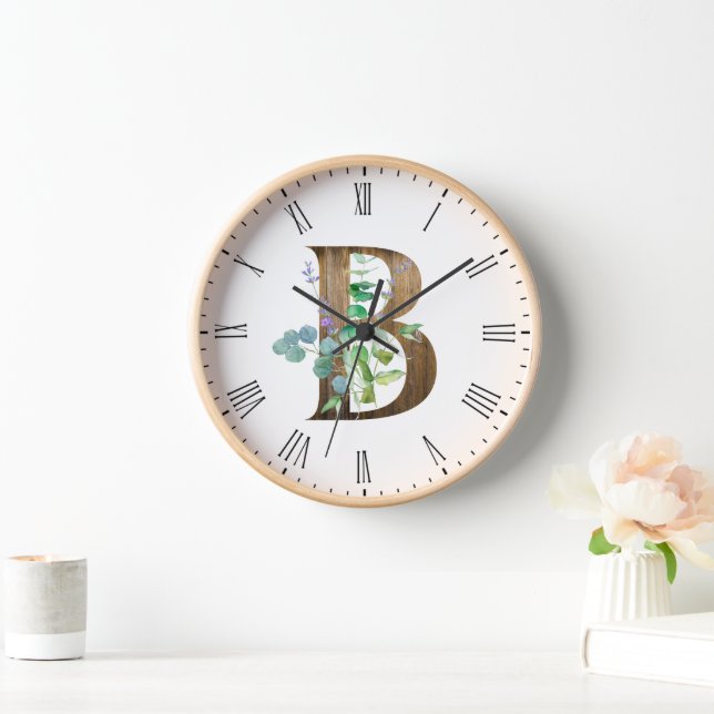 Lettre Rustique B Horloge À Cadre En Bois (Maison)