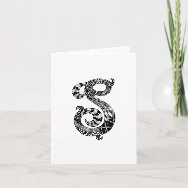 Lettre S Monogramme en noir et blanc (Devant)