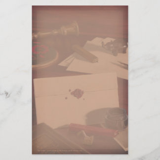 Lettre scellée sur la papeterie antique de bureau