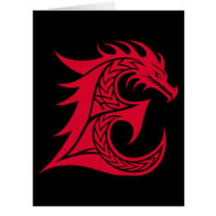 LETTRE STYLE dragon E, Alphabet dragon, Monogramme