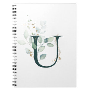 Lettre T Eucalyptus et Carnet monogramme or